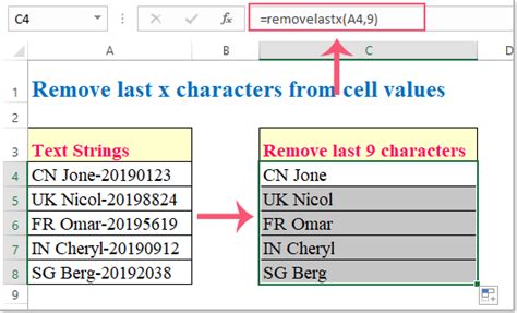 copy last 4 digits in excel|Excel: Remove first or last characters (from left or right) .